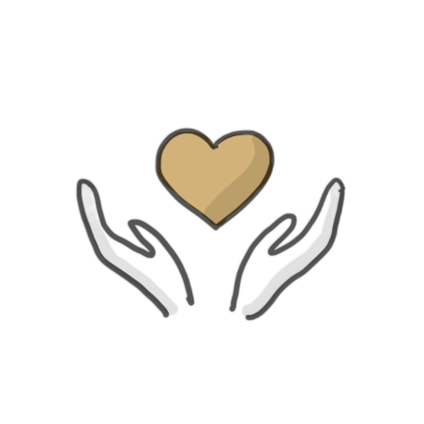Illustration of two hands holding a gold heart