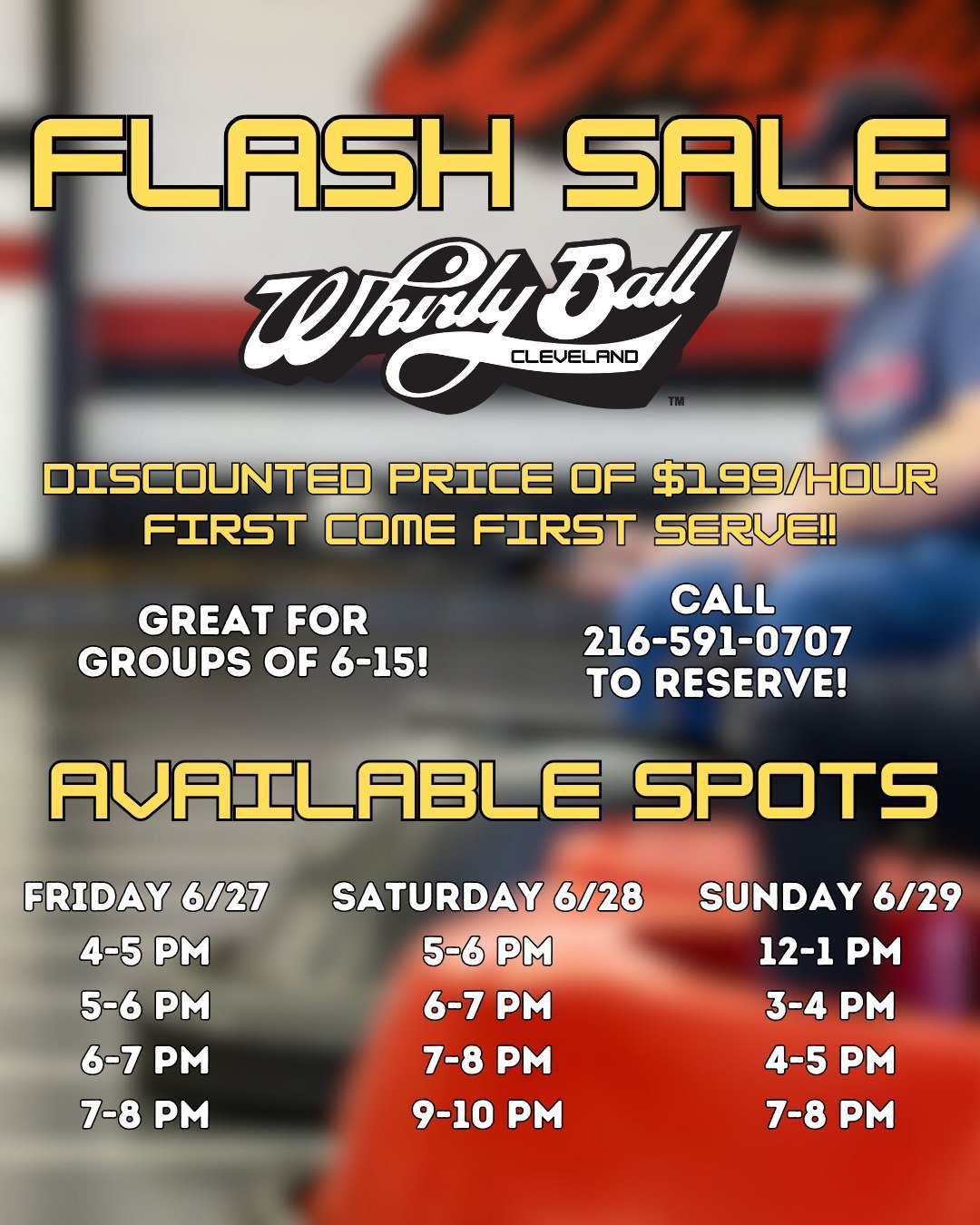 Beat the heat here at WhirlyBall! We've got select spots available this weekend at a great discount. Call to book! #whirlyball #cleveland #ohio #thingstodoinclevleand #clevealndohio