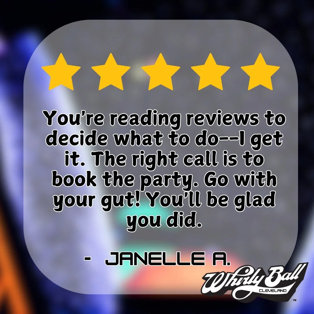 You heard Janelle! Just book your WhirlyBall party, today! #WhirlyBall #teambuilding #corporate #clevelandsports #indooractivities #clevelandohio #gaming #familyactivities #thingstodoincleveland