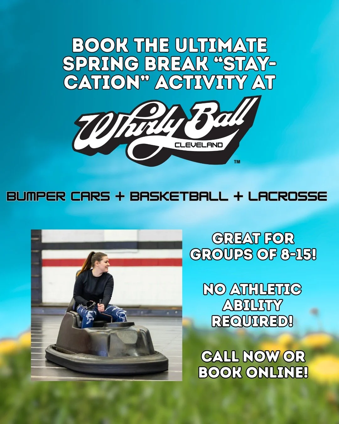 We know Cleveland may not be on the top 10 #SpringBreak destinations list, but we are the only place in Ohio where you can play WhirlyBall! Book a "stay-cation" outing for you and 8-15 other guests and enjoy the most unique activity in #cle
