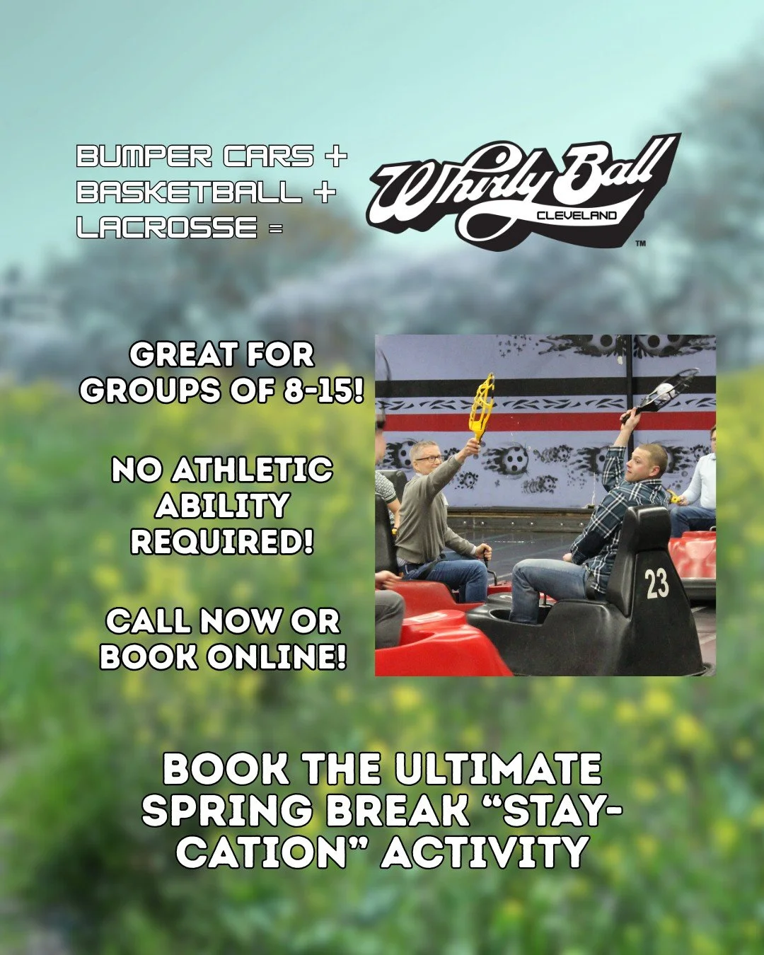 We know Cleveland may not be on the top 10 #SpringBreak destinations list, but we are the only place in Ohio where you can play WhirlyBall! Book a "stay-cation" outing for you and 8-15 other guests and enjoy the most unique activity in #cle