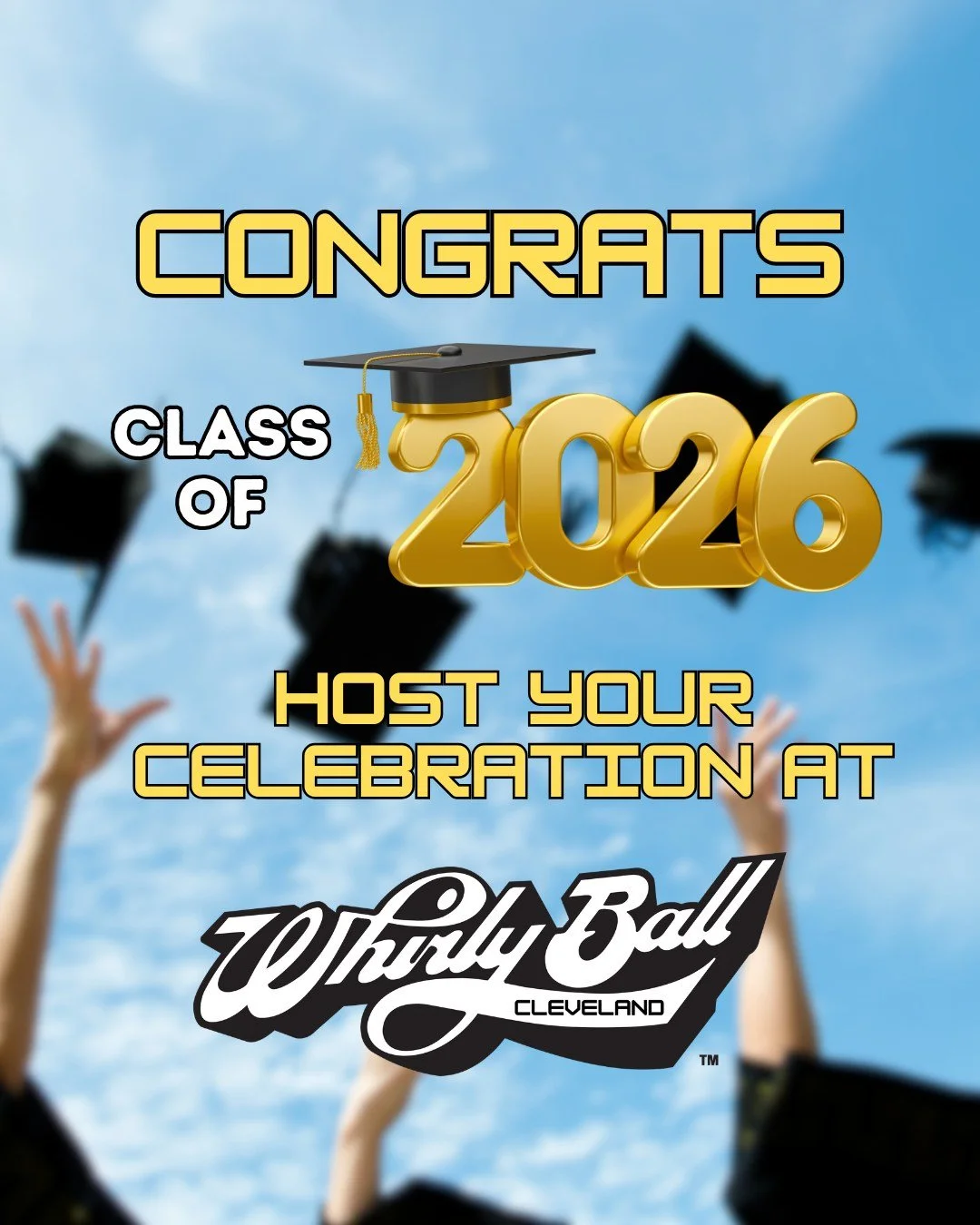Congrats to all the graduates of 2026! Looking to host a celebration? We've got you covered! Book today for an easy and weather-proof experience! #indooractivities #clevelandsports #WhirlyBall #ohio #cleveland #clevelandohio #thingstodoincleveland #g