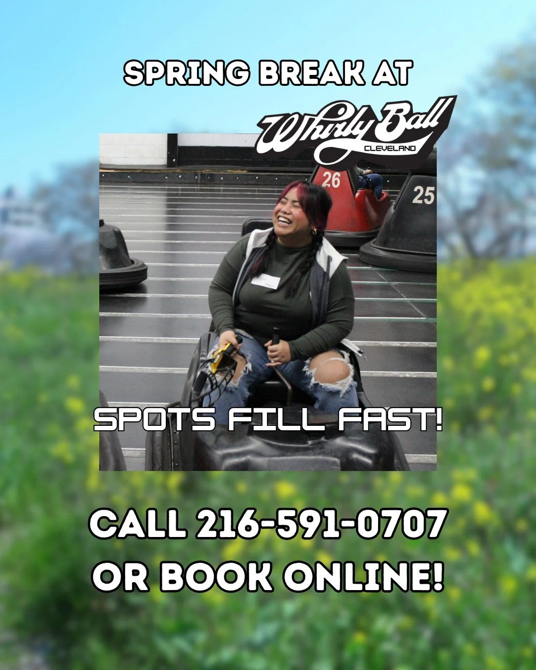 We have spots open during the week for groups of 8-15 looking to do a fun and unique activity during #SpringBreak! Call or book online! #thingstodoincleveland #indooractivities #cleveland #WhirlyBall #clevelandohio #clevelandsports #ohio