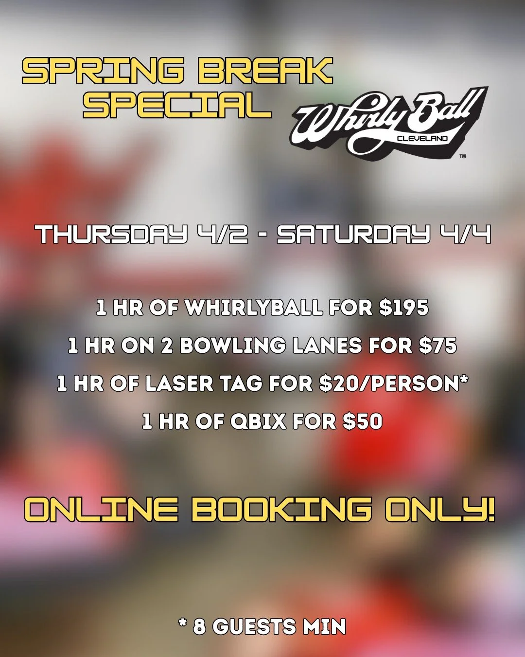 SPRING BREAK SUPER SALE! These rates are only available by booking online! Check out the link in our bio to book! #WhirlyBall #clevelandohio #clevelandsports #cleveland #ohio #indooractivities #thingstodoincleveland #SpringBreak