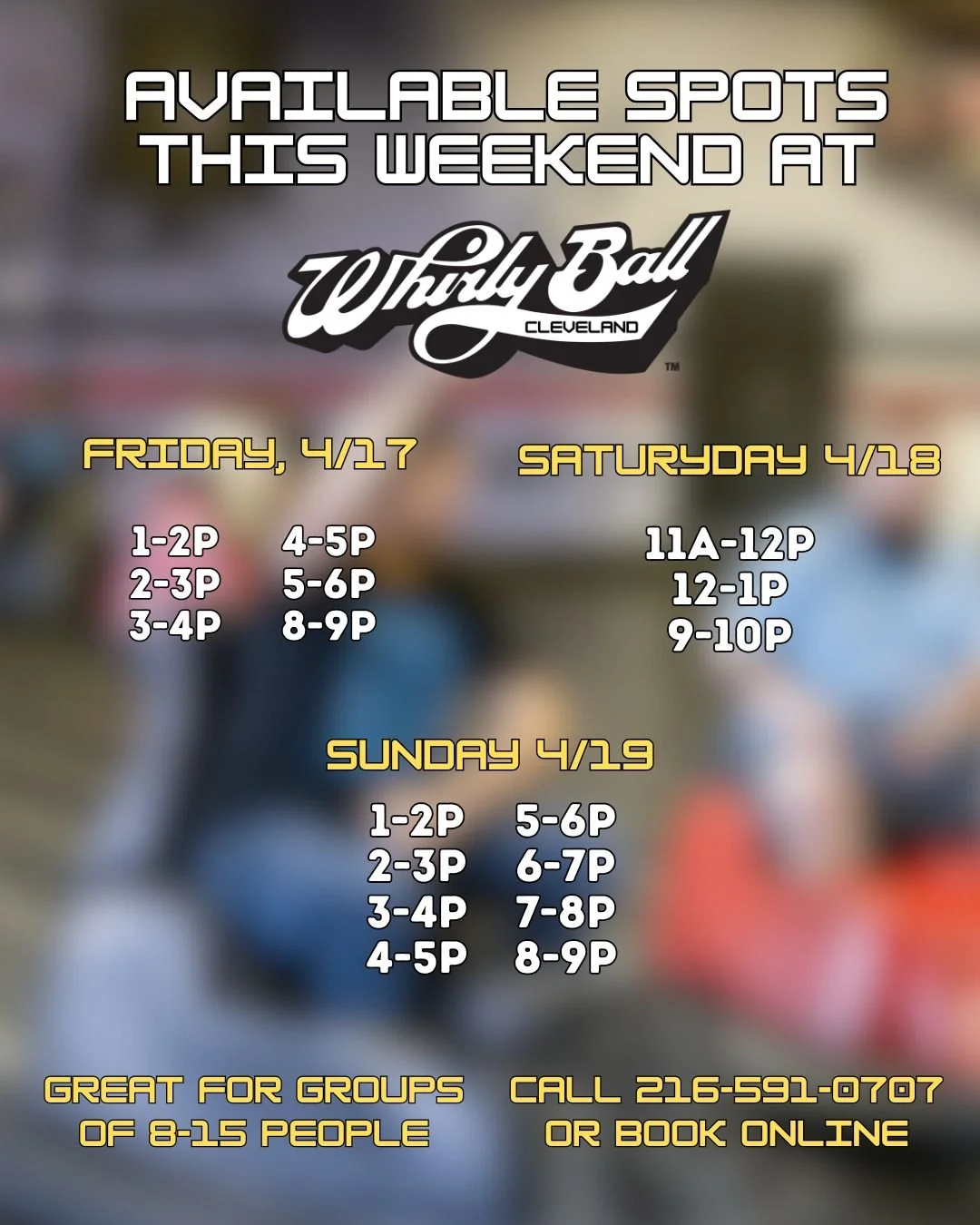 Select spots are open this weekend for WhirlyBall! Call today or book online! #cleveland #clevelandsports #gaming #thingstodoincleveland #teambuilding #indooractivities #clevelandohio #WhirlyBall #ohio #familyactivities #SpringBreak