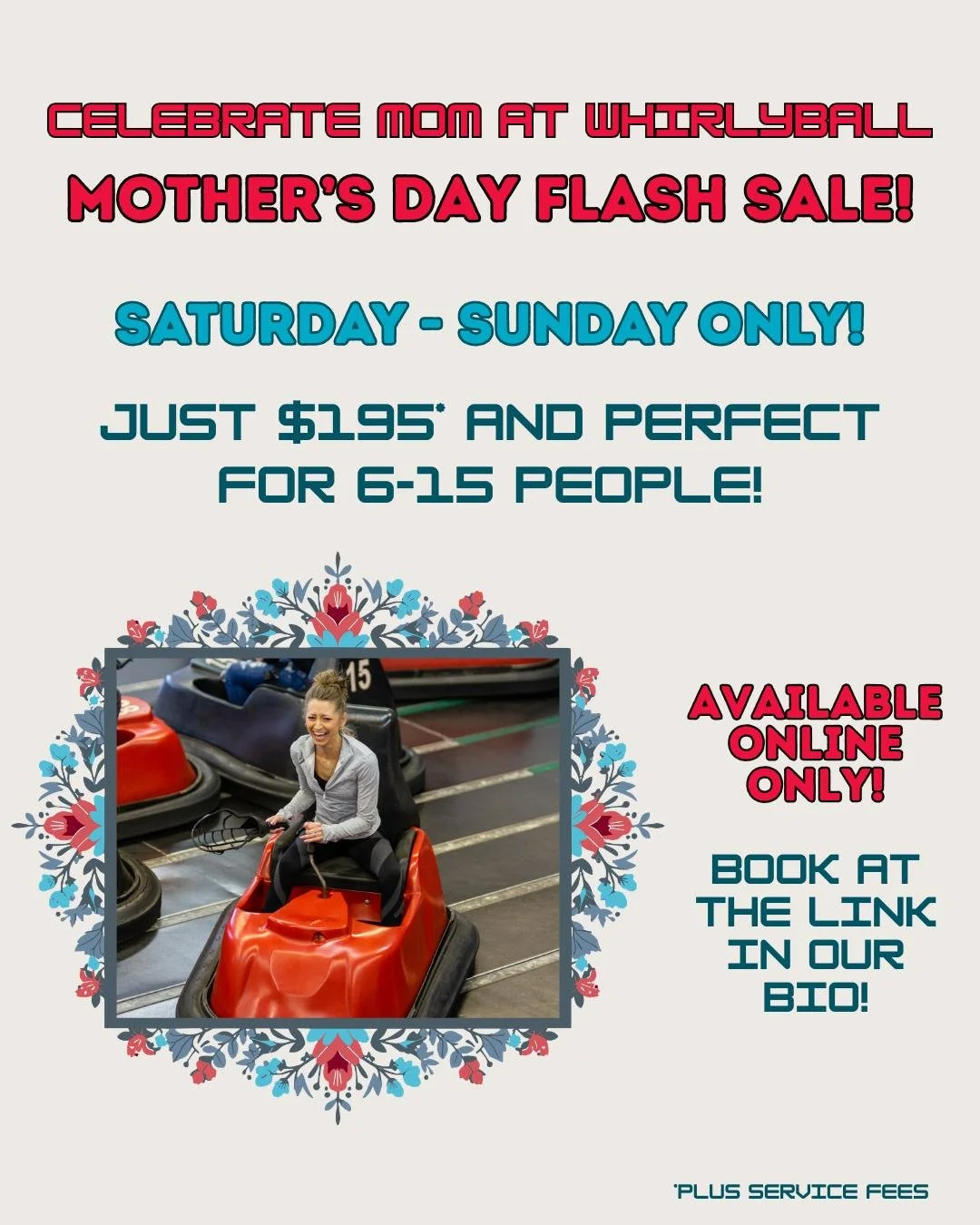 Everyone takes their mom to brunch for Mother's Day; why not switch it up and plan an activity as unique and fun as she is? Select spots available for a discounted price this Saturday/Sunday only! This is only available online, so book at the link in