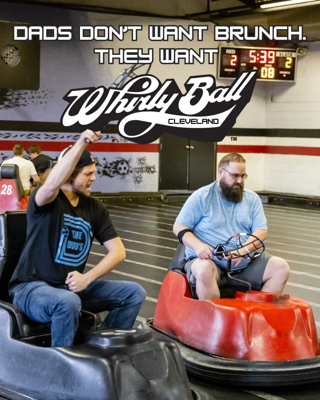 Dads don't want brunch, they want WhirlyBall! Book a court to celebrate Dad this Father's Day and activate his competitive side! #indooractivities #thingstodoincleveland #ohio #summer #cleveland #clevelandohio #clevelandsports #familyactivities #fath