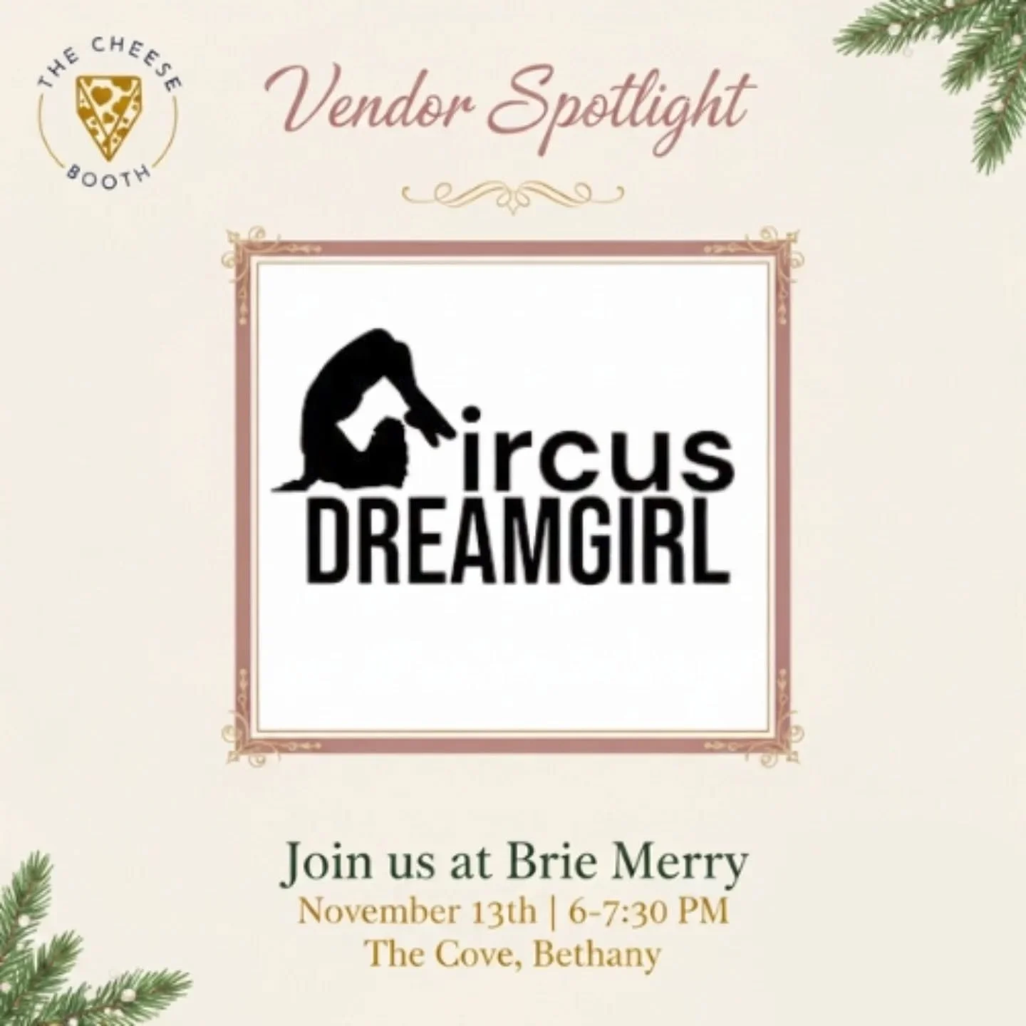 Vendor Spotlight: Circus Dreamgirl Productions 🎪✨ @circus.dreamgirl

Meet one of our most unique vendors for Brie Merry!

Circus Dreamgirl Productions is a performance artist and entertainer specializing in aerial arts, contortion, hand balance, bot
