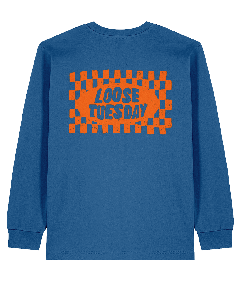 Checkerboard Long Sleeve T-Shirt - Mindful Blue