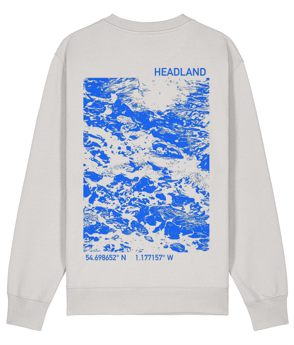 Headland sweater in off white with coastal landscape back print — Loose Tuesday