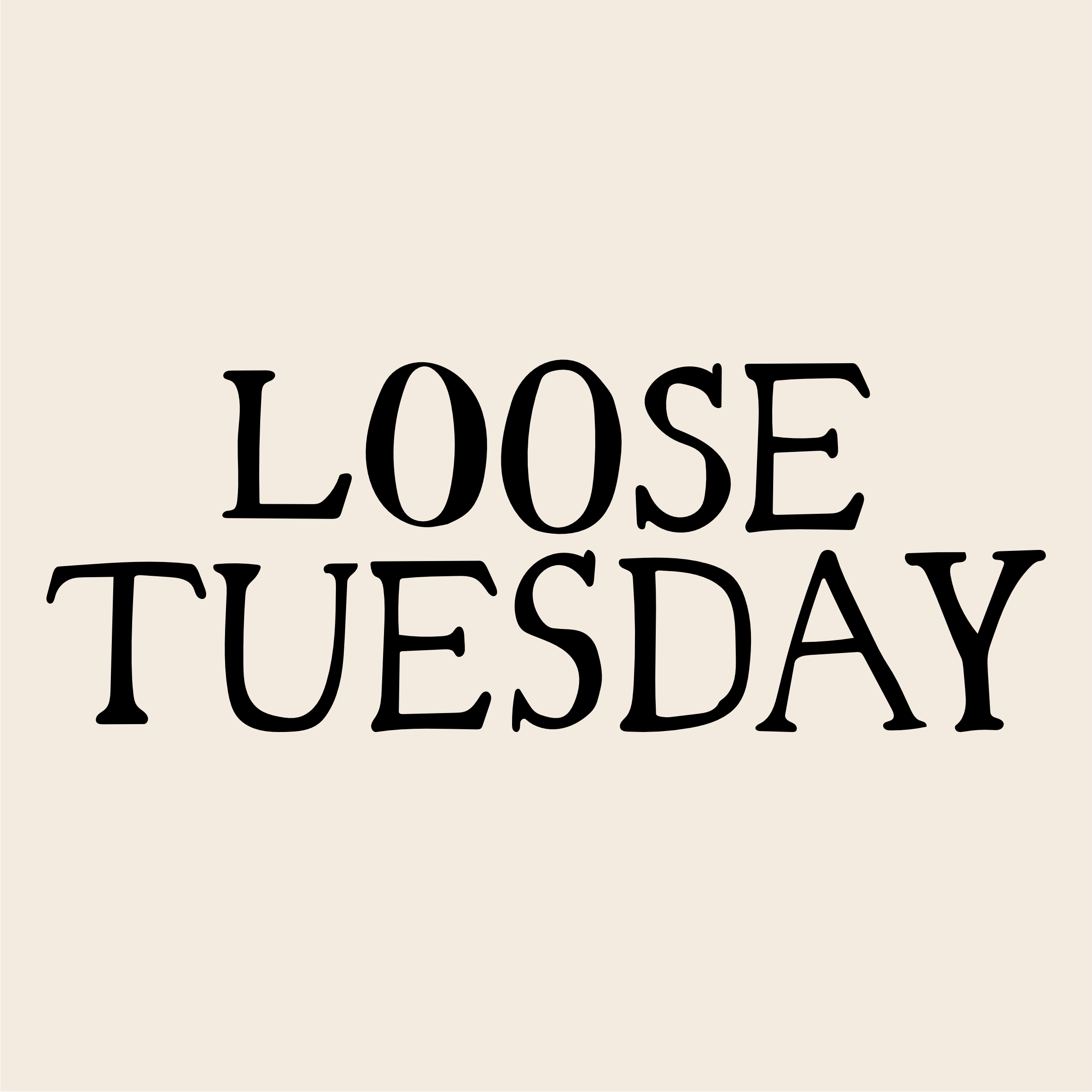 Catalogued t-shirt in natural raw cotton with small embroidered chest type and large back print — Loose Tuesday