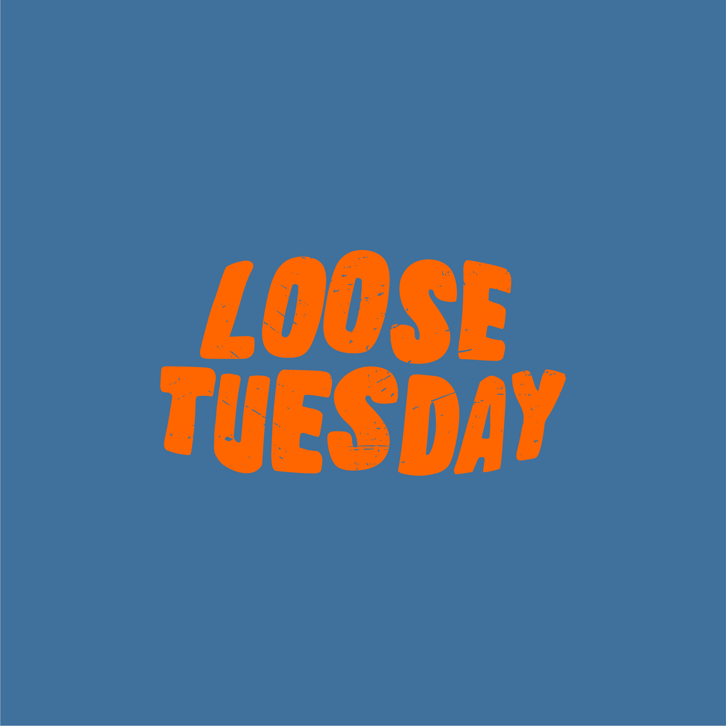 Checkerboard long sleeve t-shirt in mindful blue with orange print — Loose Tuesday