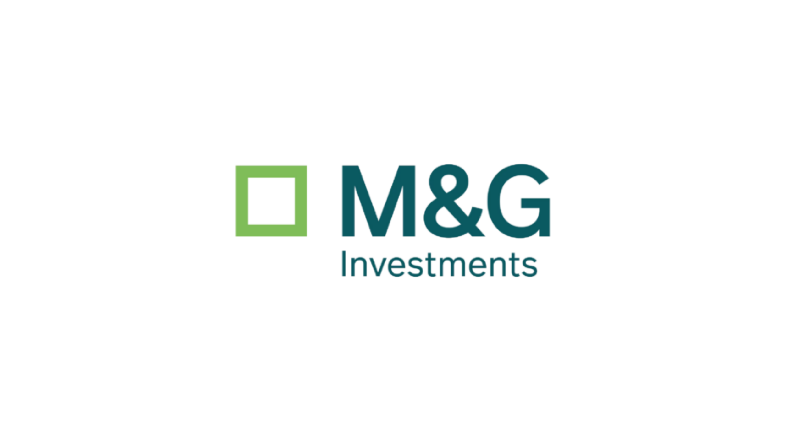 Logo for M&G Investments, consisting of a green square outline to the left of the text 'M&G Investments' in dark blue.