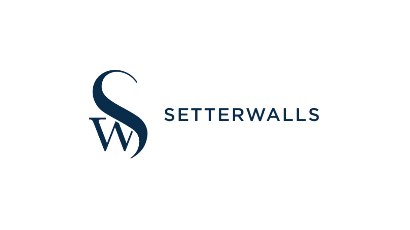 Logo of Setterwalls law firm featuring a stylized 'S' and 'W' in navy blue and the word 'SETTERWALLS' to the right.