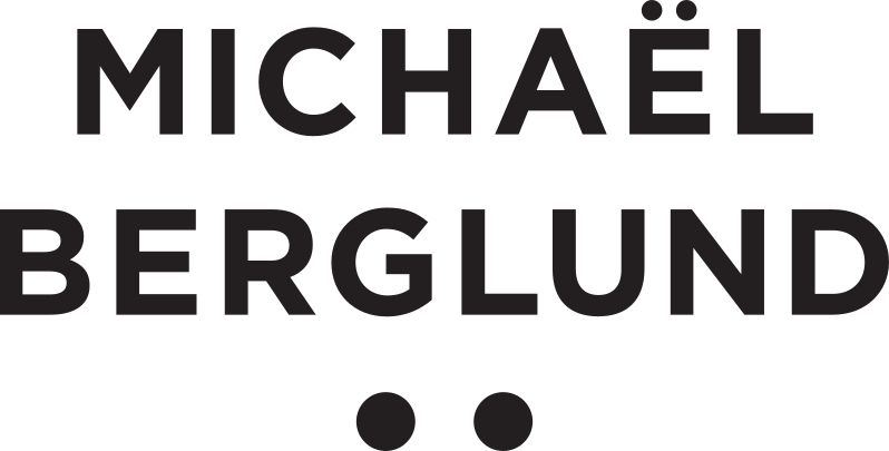 Text with the name 'Michael Berglund' in black, bold letters on a black background.
