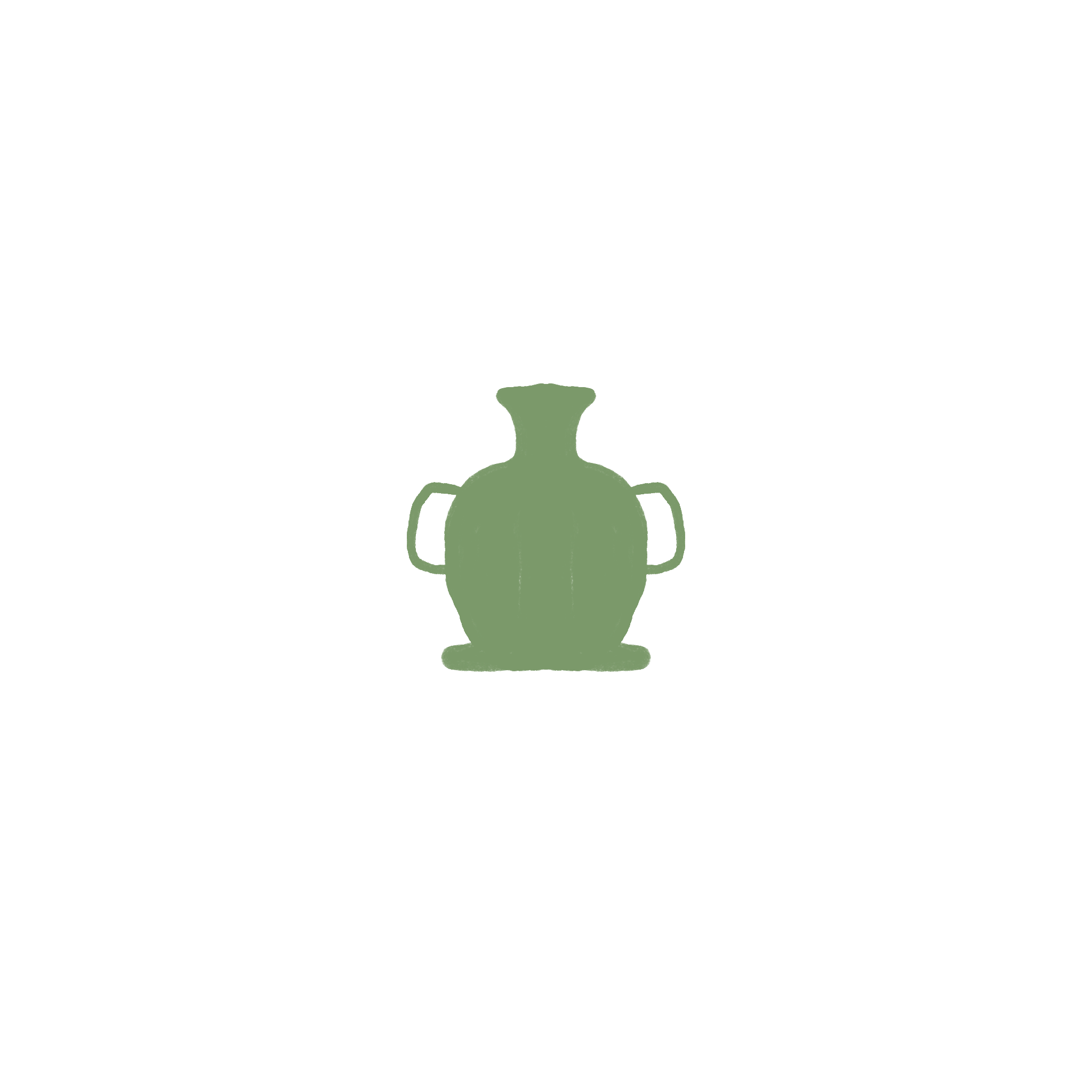 Ilustração de um vaso verde com duas alças no fundo branco.
