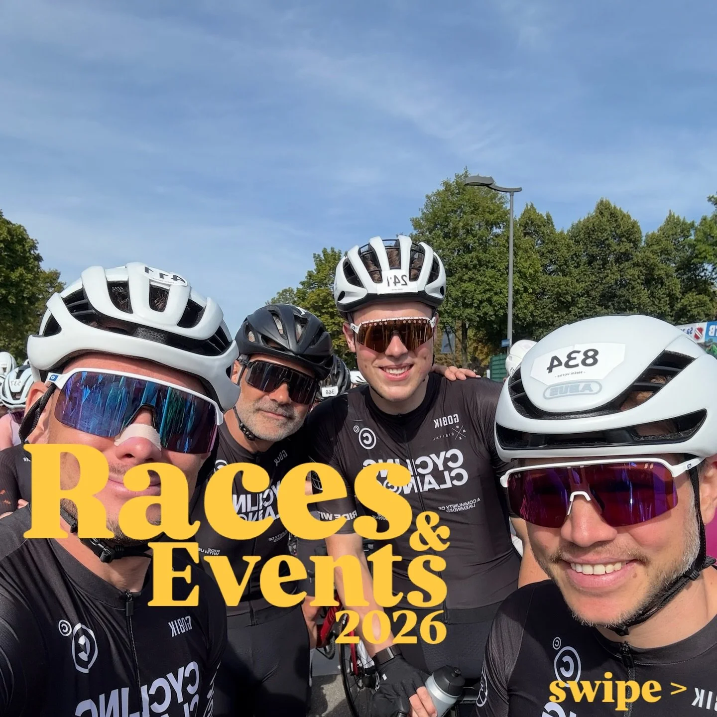 Cycling Clan.
If you&rsquo;re into racing or just down for cool rides and events, this is for you. Here&rsquo;s a look at what we&rsquo;ve got planned.

We ride as a team, support each other, and show up together &mdash; no pressure. Everyone rides t