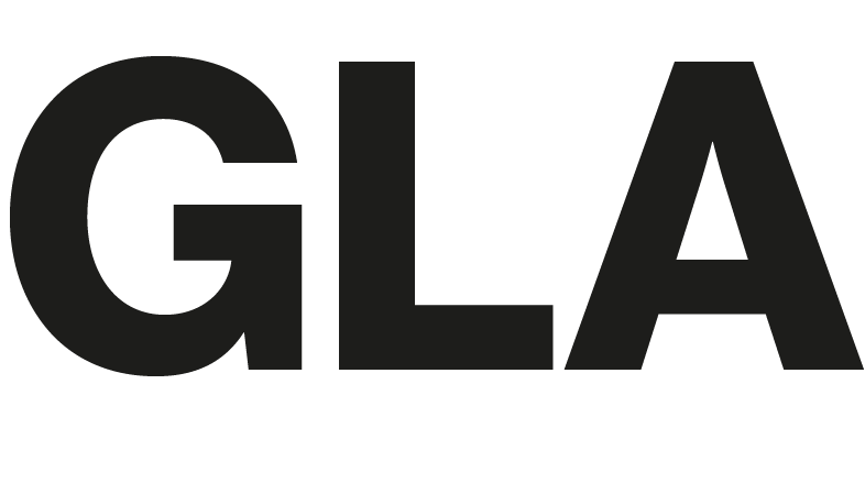 Black text spelling out GLA in bold letters.