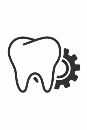 Tooth and gear icon, symbolizing dental care and dental technology.
