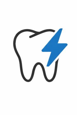 A line drawing of a tooth with a blue lightning bolt symbol across it, indicating dental pain or tooth sensitivity.