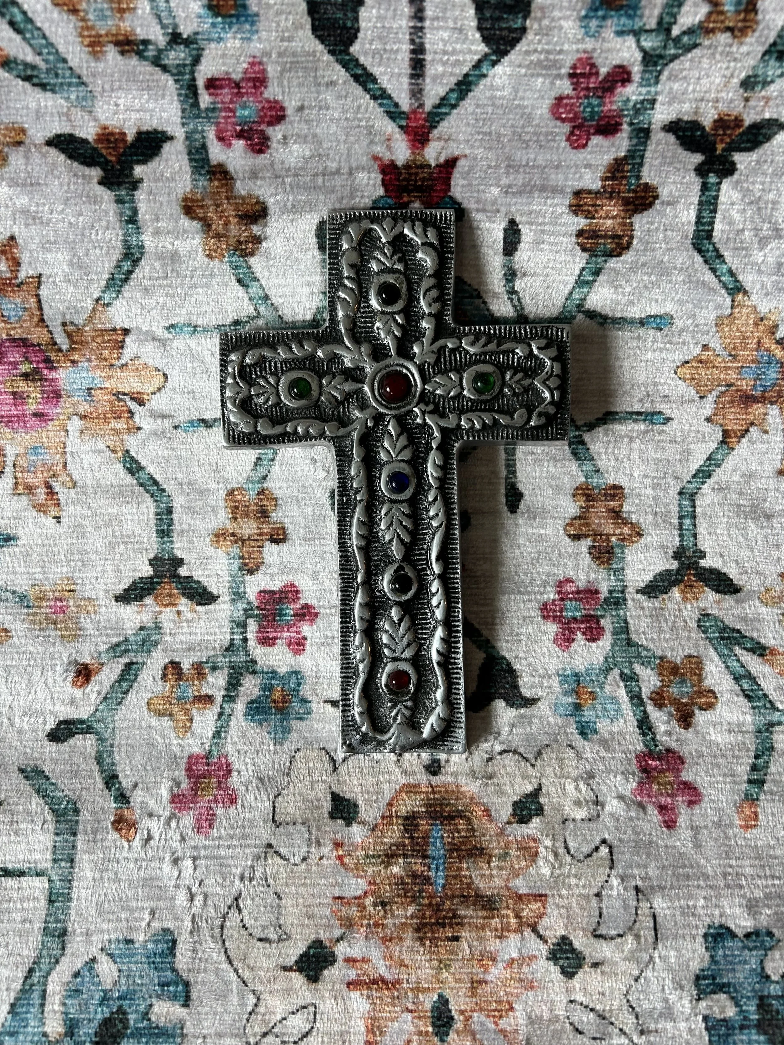 Pewter Cross with Stones
