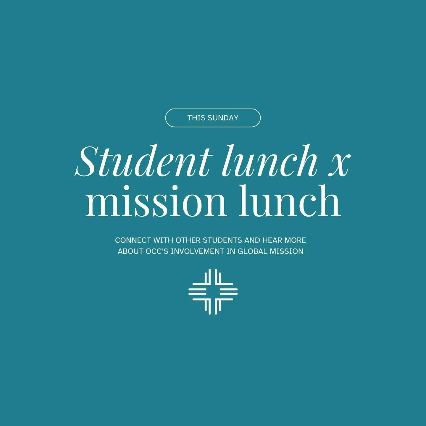 Join us this Sunday for student lunch after the service! This week we&rsquo;re excited to be joined by Ben and Michelle Price and some others from the church, to hear a bit about OCC&rsquo;s heart to be a blessing to the nations 🌍

See you there! 

