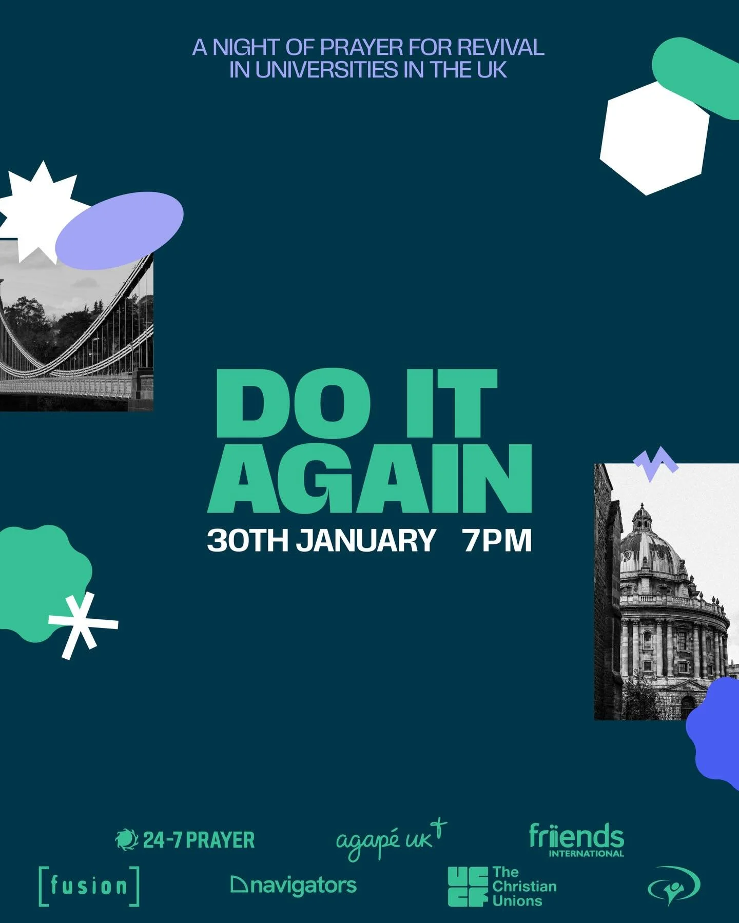 Do it Again is tomorrow! We&rsquo;re so excited to join with UCCF, Fusion and churches across Oxford to pray for revival in our city. See you there, 7pm at Northgate Hall