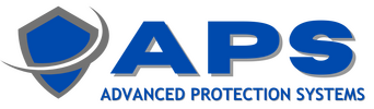 Logo of APS, Advanced Protection Systems, featuring a shield symbol and blue text.