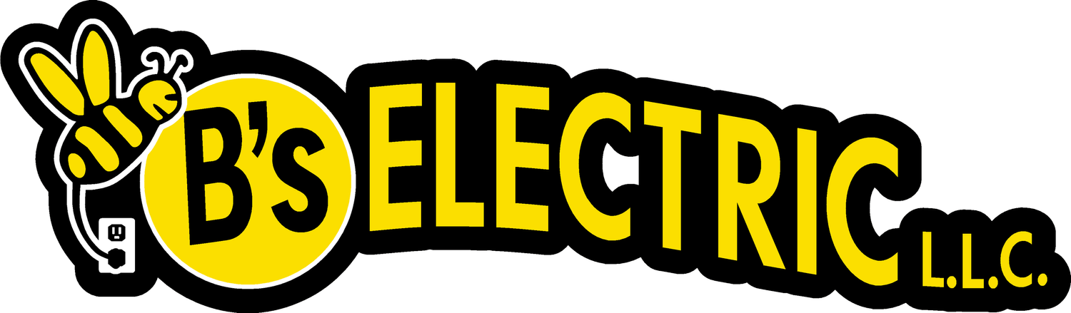 Logo with text 'B's Electric LLC' graphics include a bee and an electrical plug.