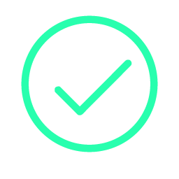 Green check mark inside a circle.