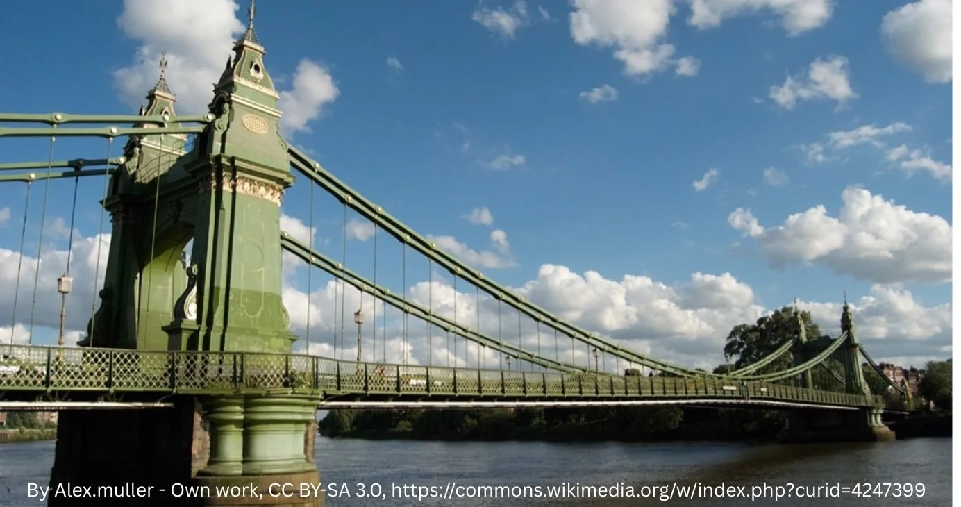 Hammersmith Bridge, one of the world's oldest suspension bridges