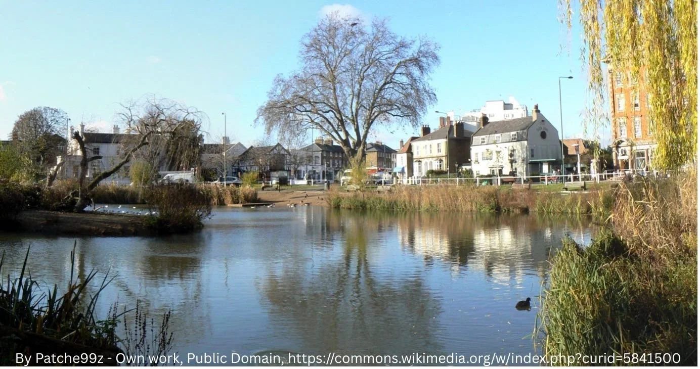 Barnes pond, the Sun Inn in the background