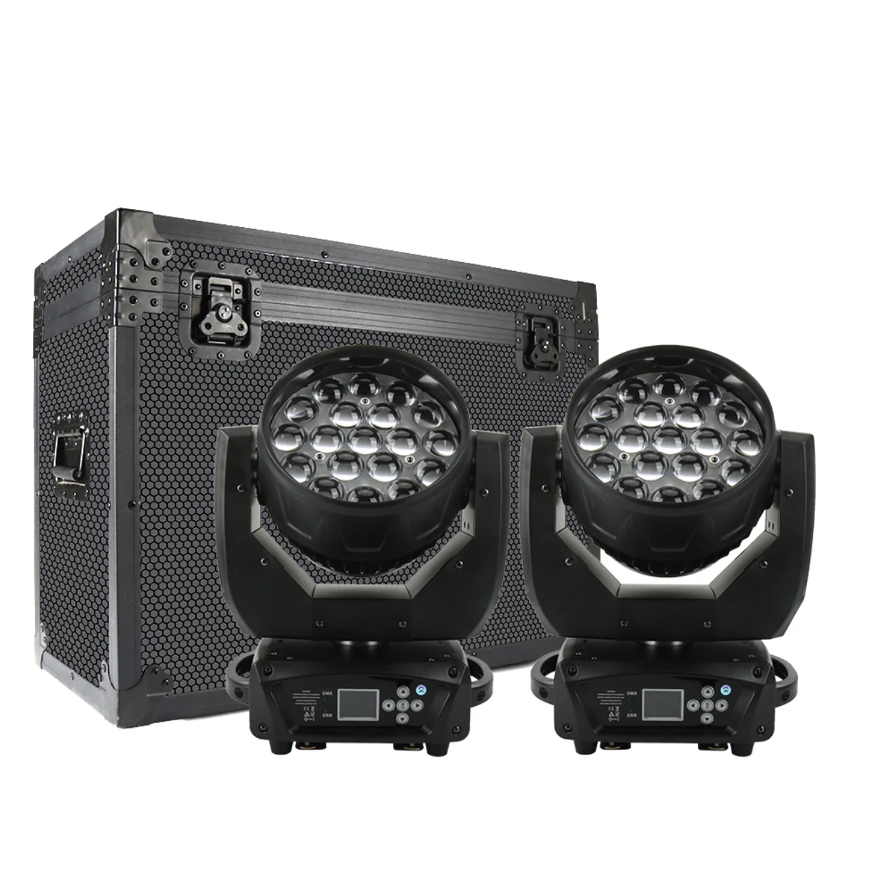 LED Moving Wash Head: 19x15W RGBW Wash/Zoom Lights (2 pcs with Road Case)