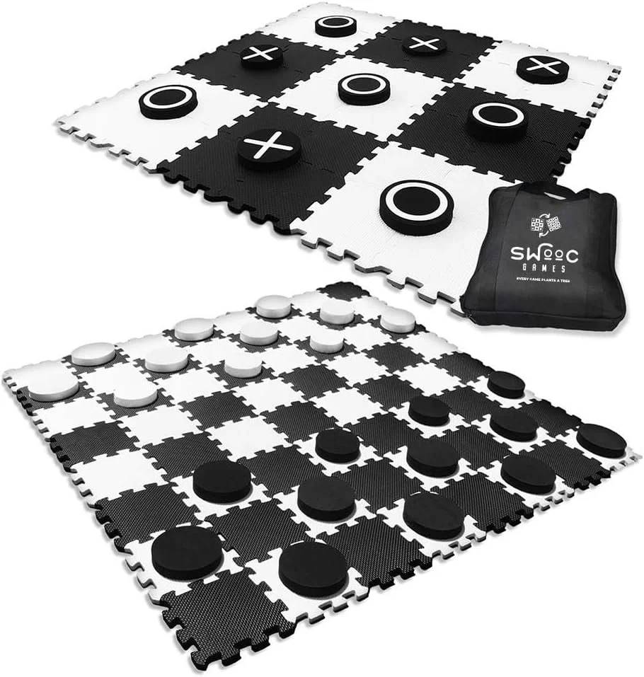 Game: 2-in-1 Premium Giant Checkers & Tic Tac Toe Game