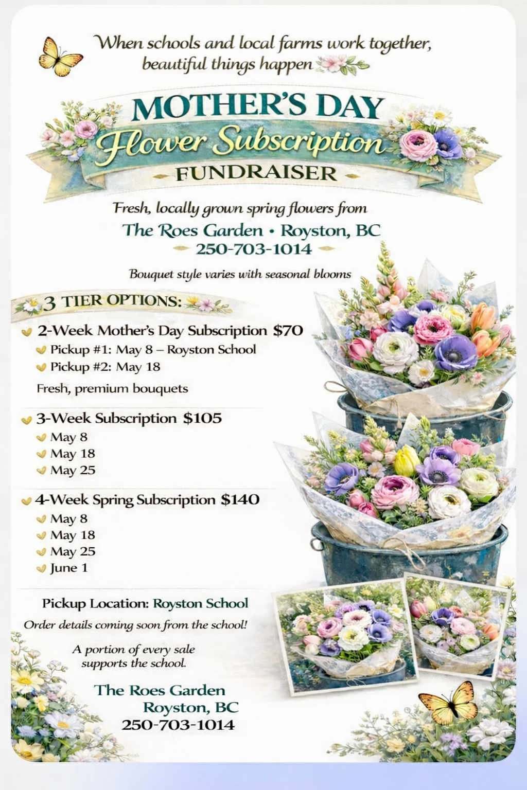 Royston Elementary Fundraiser - Flower Subscriptions A Portion Of Every Sale Supports The School