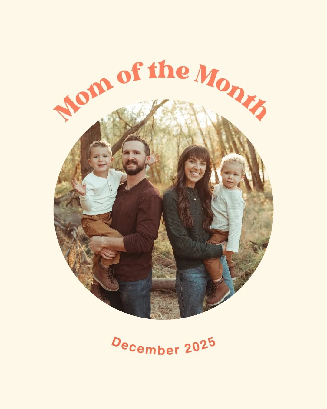✨MOM OF THE MONTH✨

Our Mom of the Month for December is...Jolene H.!

Here&rsquo;s what one of her dear friends had to say about her:

&ldquo;Where to even begin about Jolene. My dear friend is a supportive wife, intentional mama to her sweet boys, 