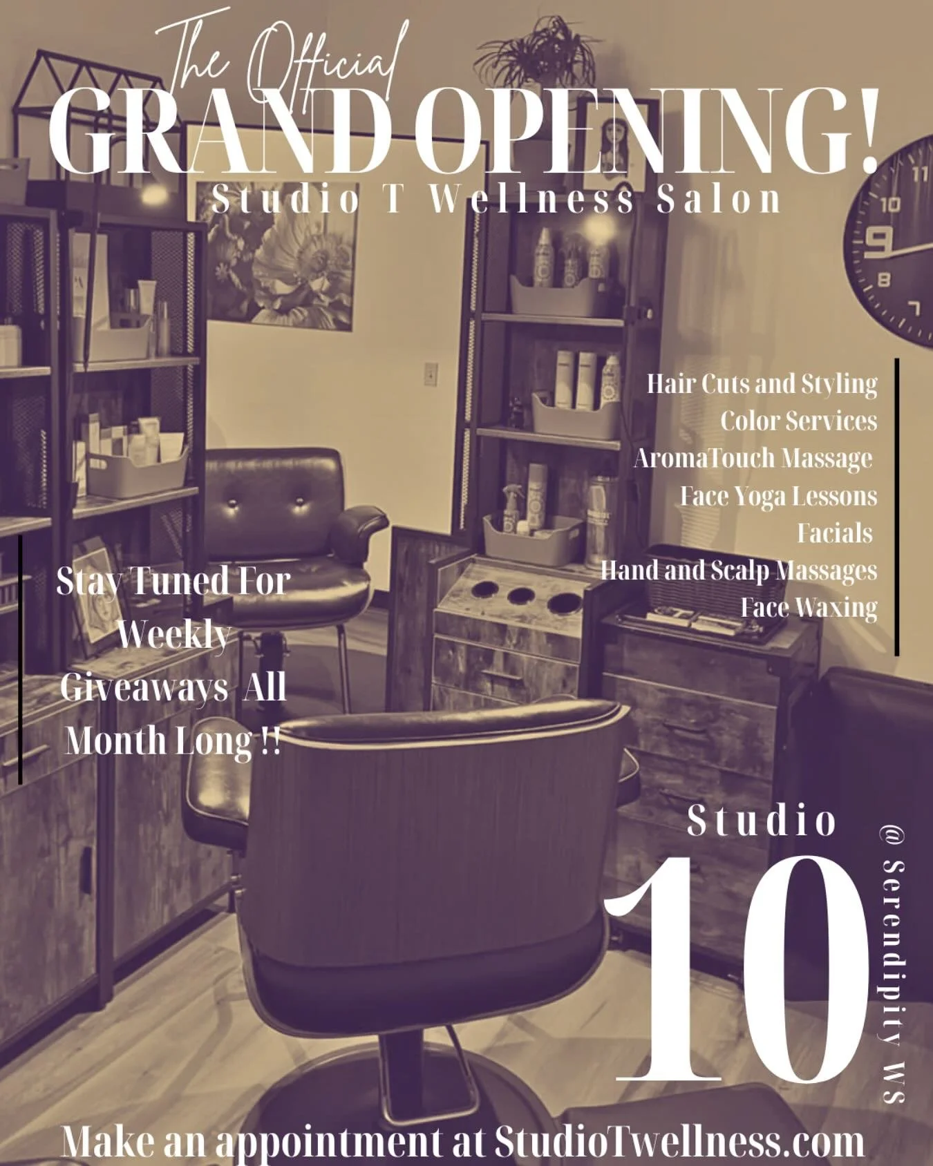 Hey everybody!! This April is my official grand opening month for Studio T! I&rsquo;m excited to announce that I&rsquo;m fully taking appointments for all services on my website and you can go to StudioTwellness.com to make an appointment with me. **