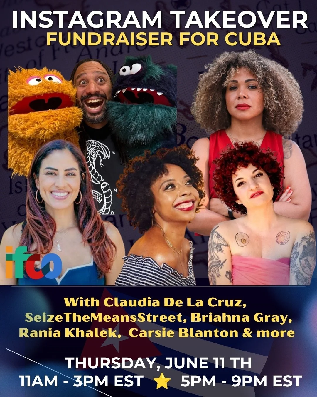 ⭐️Amanda Seales @amandaseales is working with IFCO to put together a Day of Solidarity with Cuba on: 

Thursday June 11th 2026
11AM-3PM EST &amp; 5PM - 9PM EST

⭐️Claudia De La Cruz @1claud9 will be taking over Amanda Seales Instagram @amandaseales ?