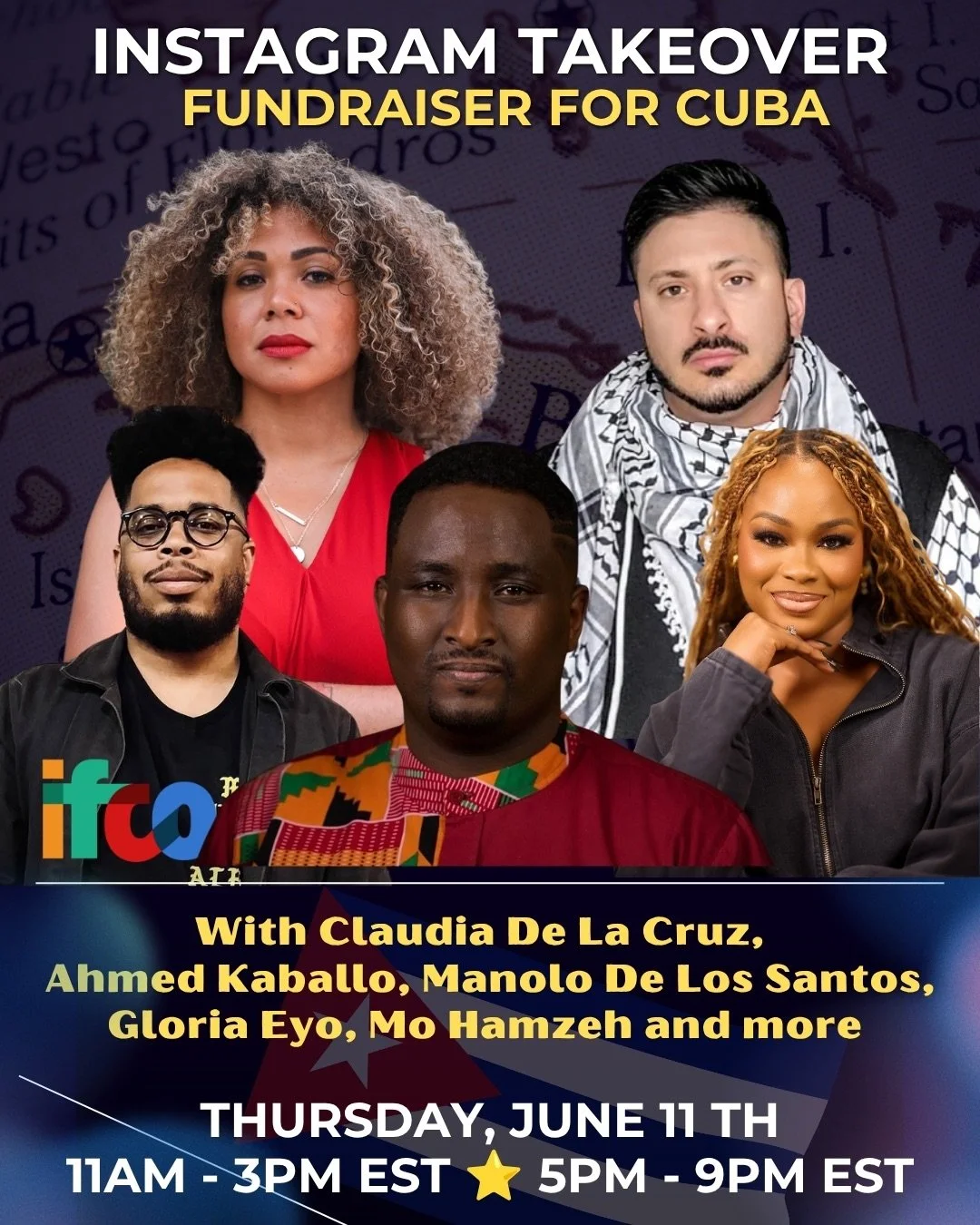 ⭐️Amanda Seales @amandaseales is working with IFCO to put together a Day of Solidarity with Cuba on: 

Thursday June 11th 2026
11AM-3PM EST &amp; 5PM - 9PM EST

⭐️Claudia De La Cruz @1claud9 will be taking over Amanda Seales Instagram @amandaseales ?