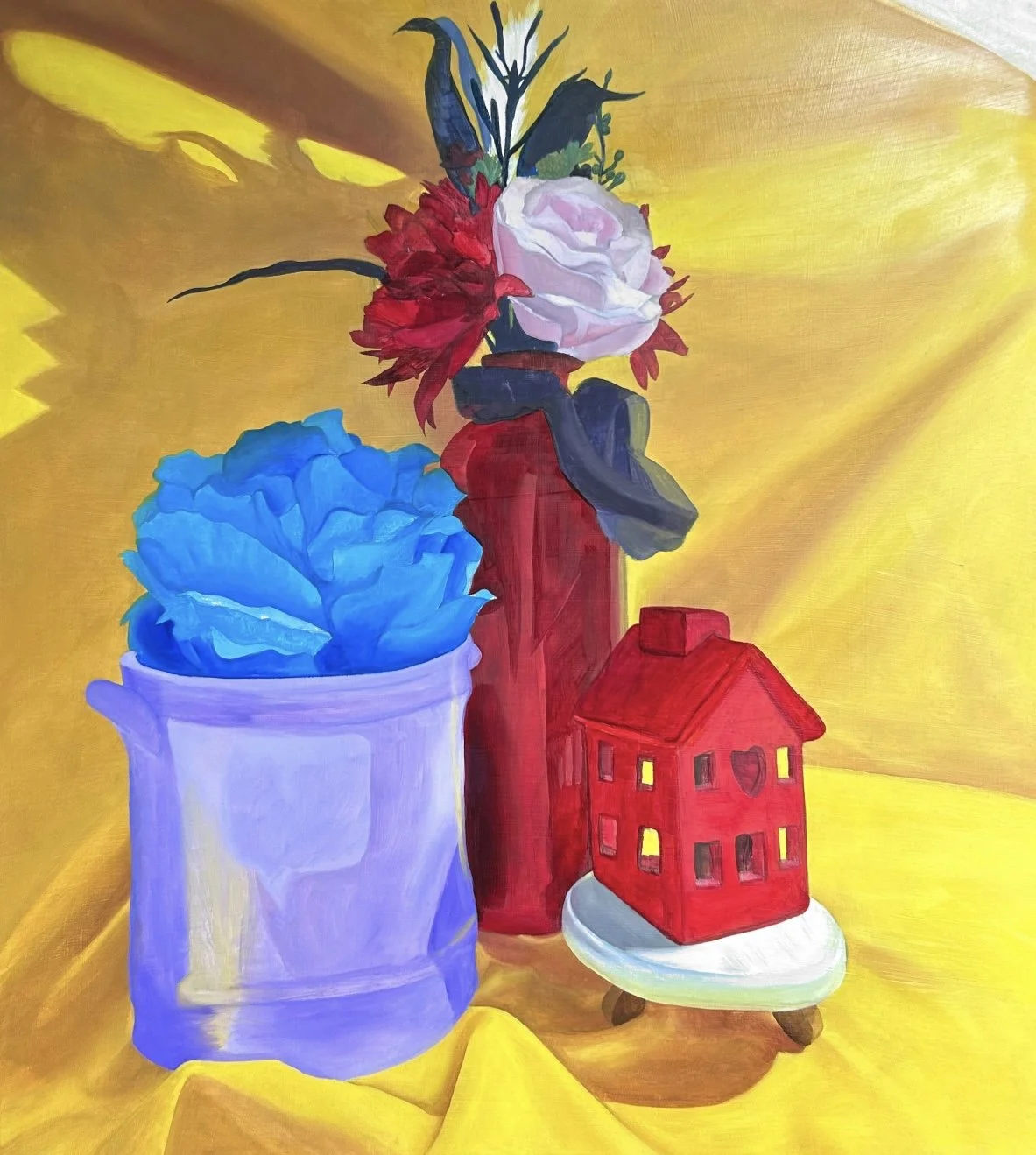 “Colored Still Life”, oil on panel, 24” x 26”, 2024.