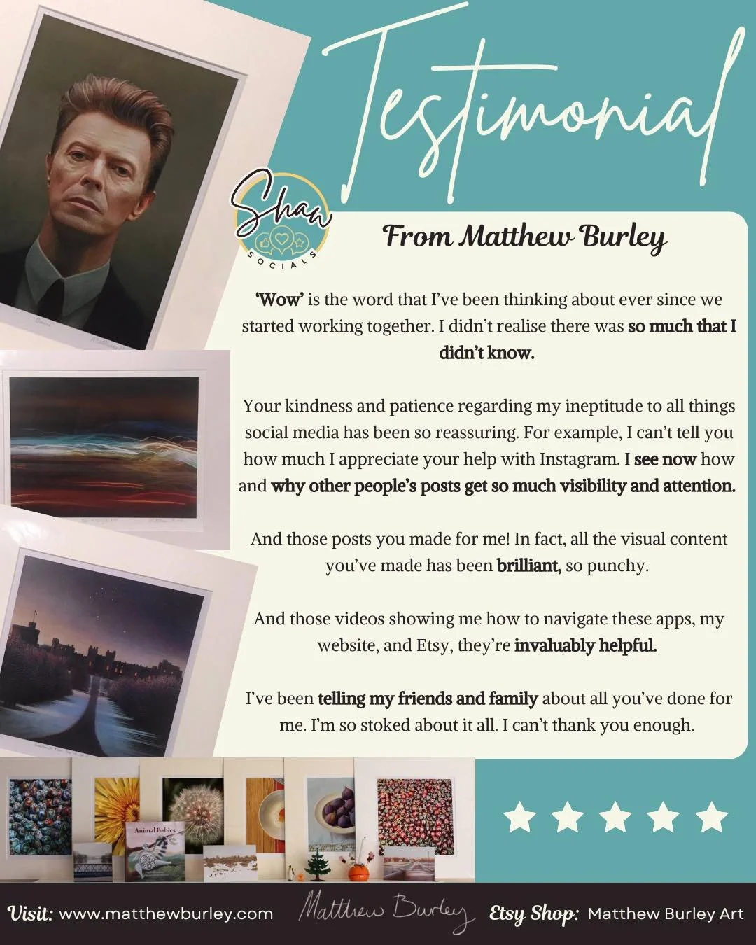 ✨ Highlight of the Month ✨

So, this month, I was introduced to Matthew Burley and his amazing art! 

It&rsquo;s been fantastic supporting him as he grows his social media presence, and we&rsquo;ve achieved so much in such a short period of time.

It