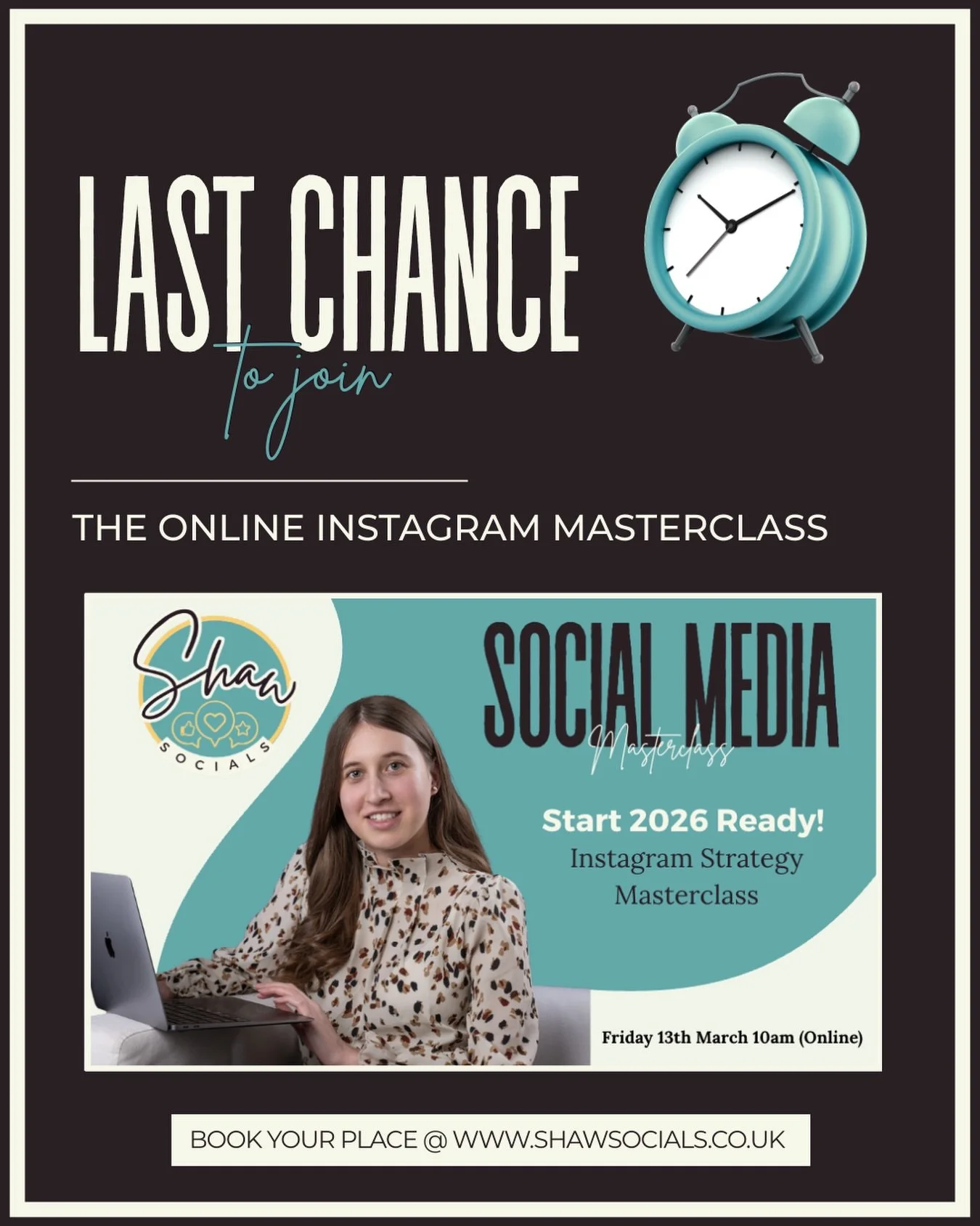 Thinking about joining my ONLINE Instagram Strategy Masterclass TOMORROW? 👀 

This masterclass is all about theory, practical demonstrations, and how to make your Instagram manageable and fun! Going through: 

✔️ How to tell if you&rsquo;re actually
