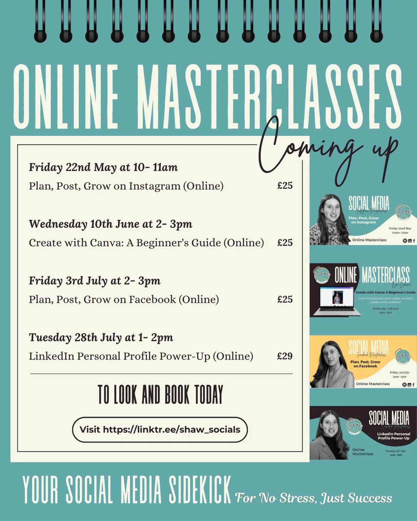 ‼️Have you joined a Shaw Socials Online Masterclass before or thinking about booking your next one?

If you&rsquo;re a business owner struggling to start, understand, or improve your Instagram, Facebook, LinkedIn, or Canva, these sessions are designe