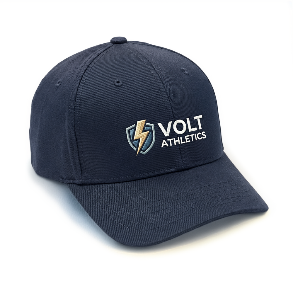 Mörkblå keps med Volkswagen Lightning bolt och texten Volt Athletics.