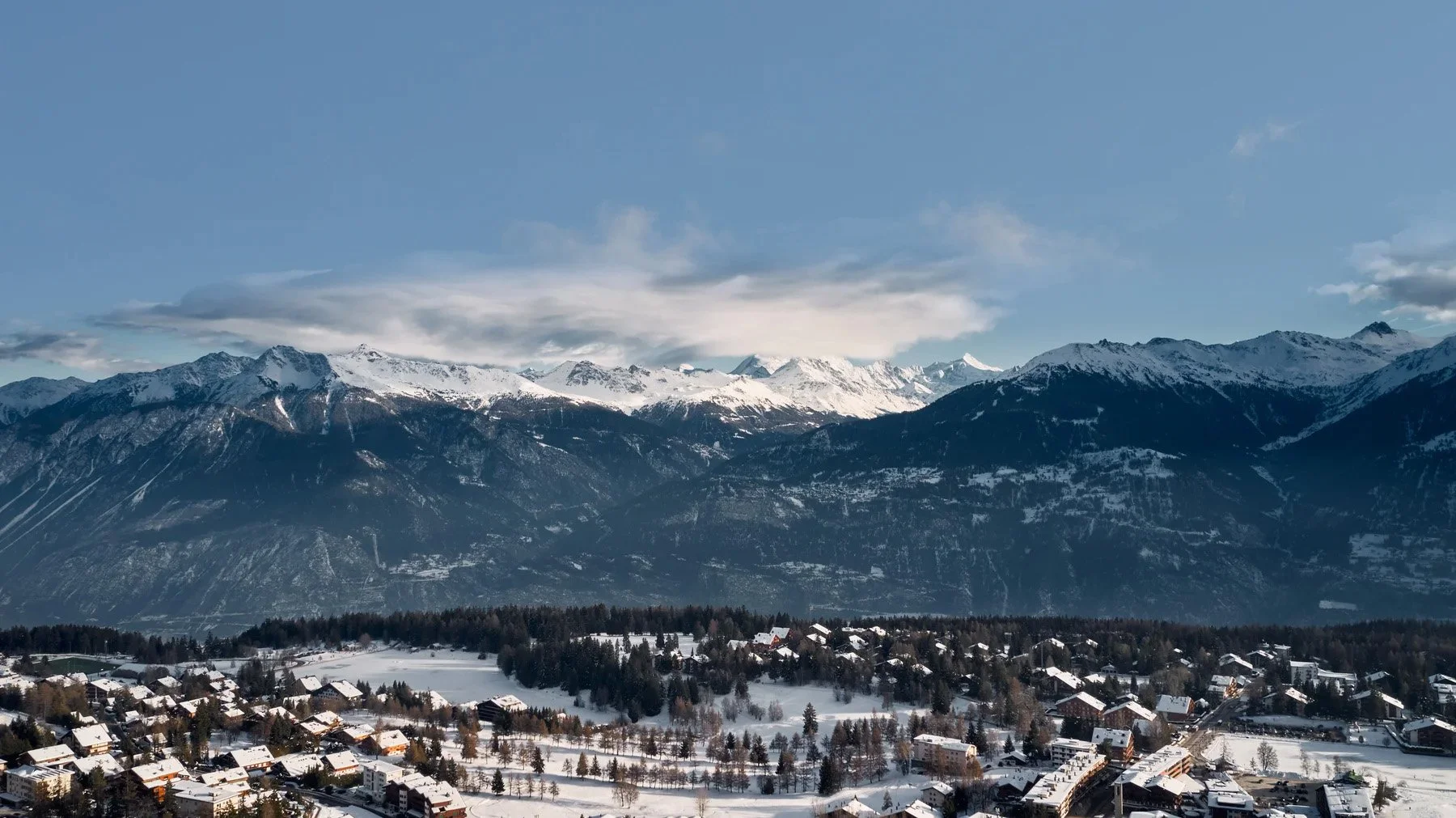 crans montana town and mountain