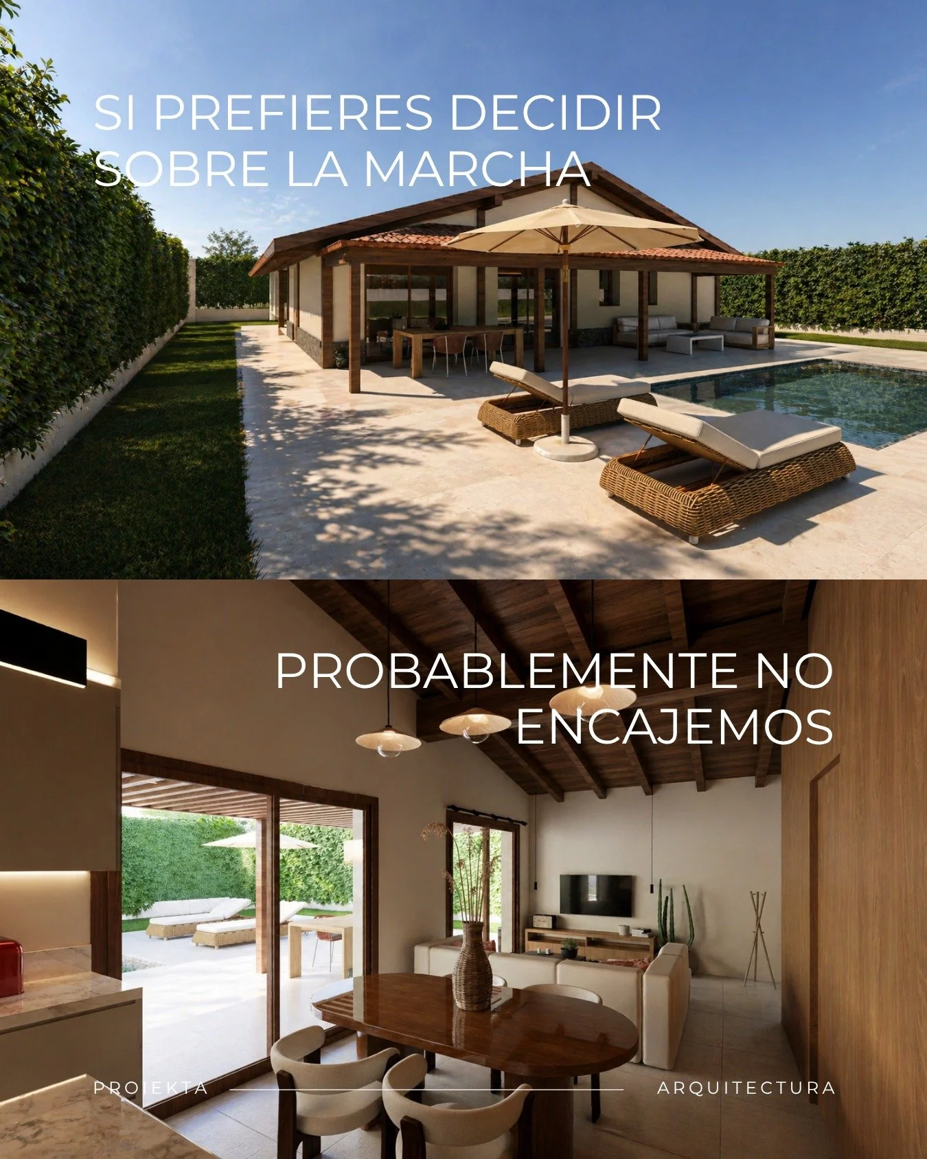 No todo el mundo busca lo mismo al hacer su casa.

Y nosotras tampoco trabajamos de la misma forma con todo el mundo.

Porque hacer una casa no va de elegir acabados o copiar ideas.

Va de tomar decisiones.

De entender el lugar.
De pensar c&oacute;m