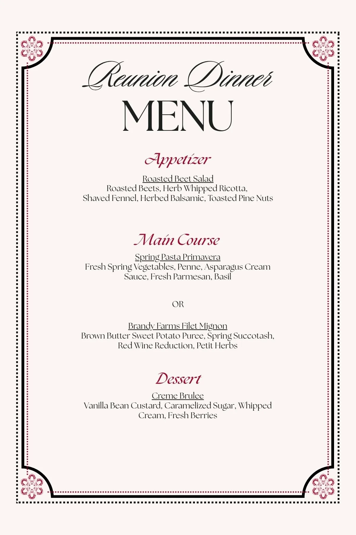 3 Course Meal with Options! 