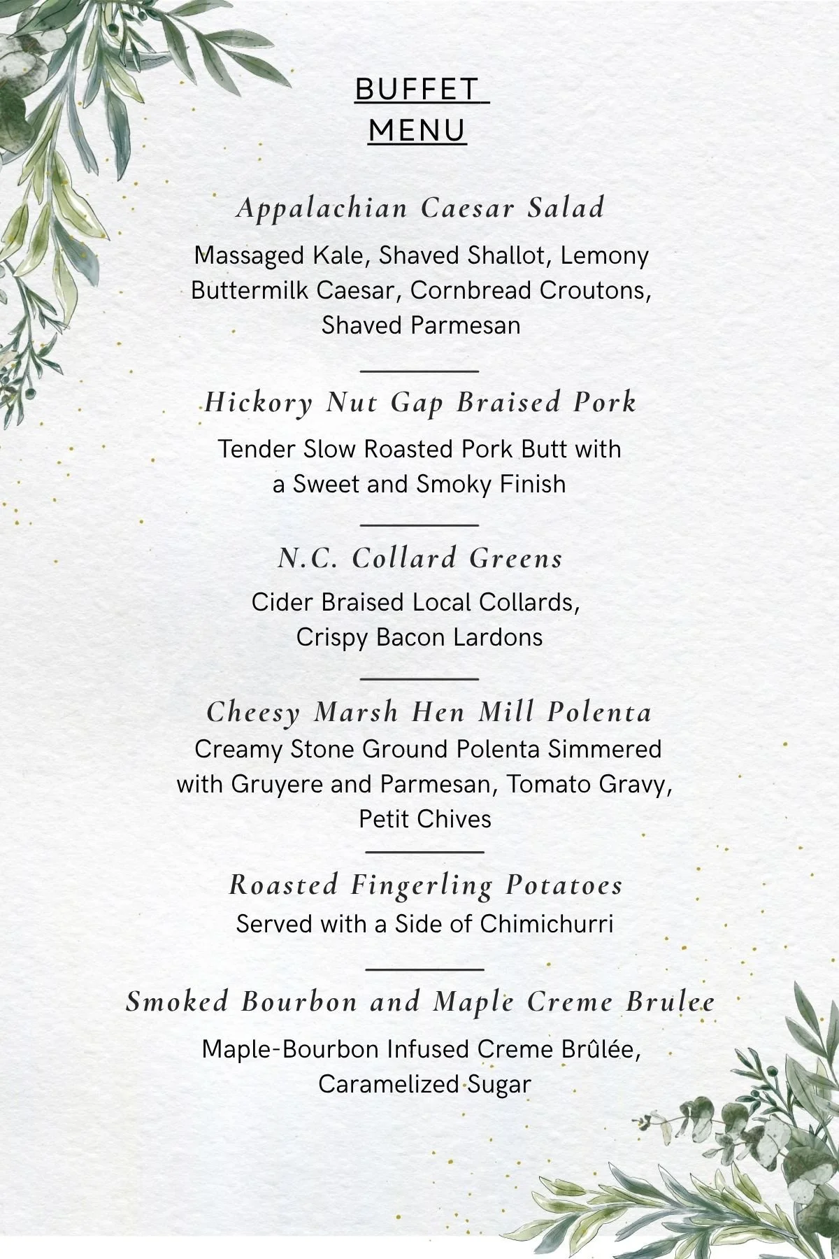 Buffet Style Southern - Appalachian 