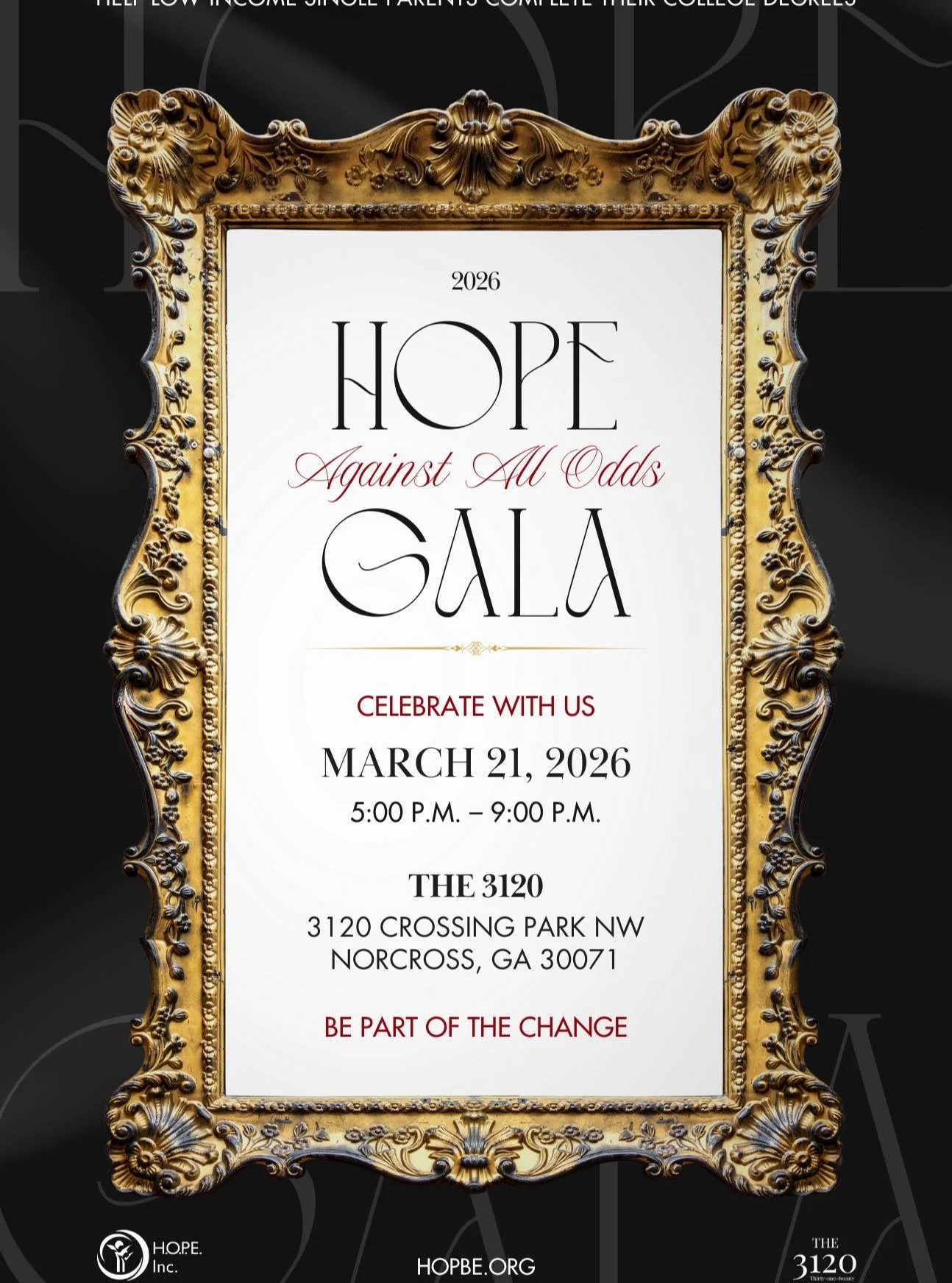 Last year's Bloom Partner, H.O.P.E. Inc. is hosting its second annual Gala on March 21. We would love to sponsor a table in support of their phenomenal work for single parents pursuing a college degree. Please message us here or email Elizabeth.burde