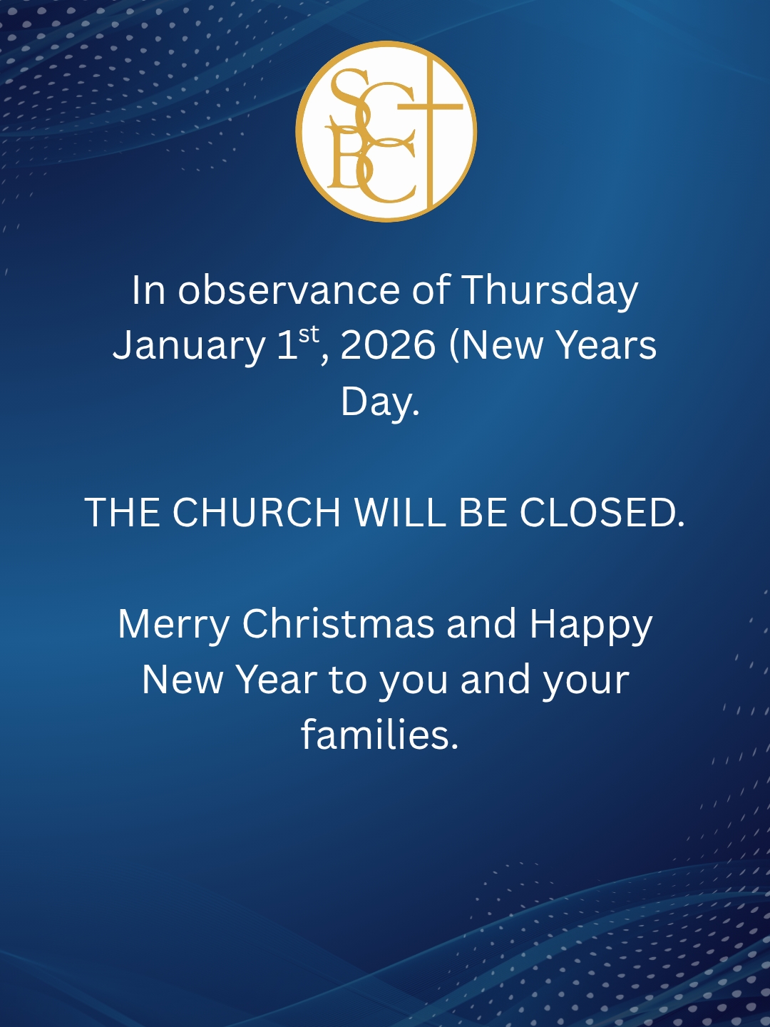 Church Will Be Closed